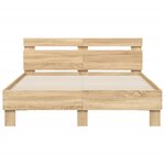vidaXL Cadre de lit avec LED sans matelas chêne sonoma 135x190 cm