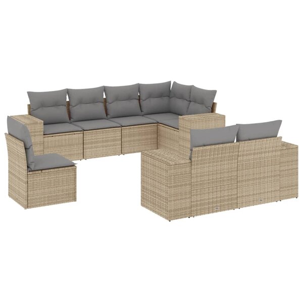 vidaXL Salon de jardin avec coussins 8 Pièces beige résine tressée