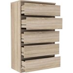 Commode CHELSEA 5 tiroirs - 77 2 x 42 2 x 128 1 - chêne sonoma