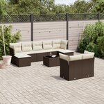 vidaXL Salon de jardin 10 Pièces avec coussins marron résine tressée