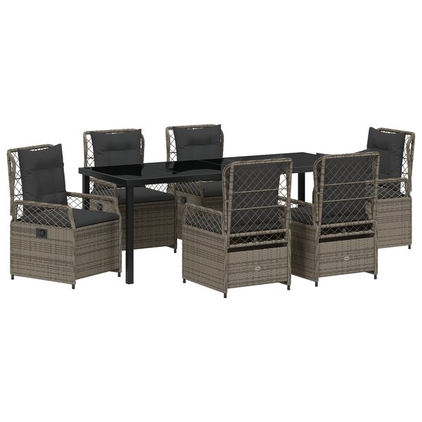 vidaXL Ensemble de salle à manger de jardin 7 pièces gris en rattan poly