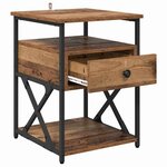 vidaXL Cabinet de chevet avec tiroir 2 Pièces Bois ancien 40 x 42 x 55 cm