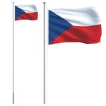 vidaXL Drapeau tchèque et mât 6 23 m Aluminium