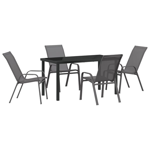 Ensemble de Salle à Manger de Jardin vidaXL 5 Pièces Gris Acier
