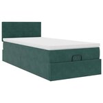 vidaXL Cadre de lit ottoman avec matelas vert foncé 100x200 cm velours