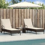 vidaXL Chaises longues avec coussins lot de 2 marron résine tressée