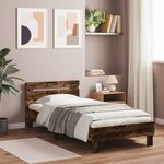 vidaXL Cadre de lit sans matelas avec lumières LED chêne fumé 90x190cm
