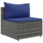 vidaXL Salon de jardin 7 Pièces avec coussins Gris Résine tressée