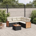 vidaXL Salon de jardin 6 Pièces avec coussins noir résine tressée