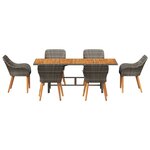 vidaXL Ensemble repas jardin 7 pièces en rattan gris