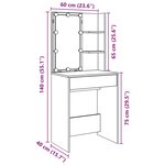 vidaXL Coiffeuse avec LED chêne artisanal 60x40x140 cm