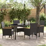 Ensemble de salle à manger de jardin 5 pièces avec coussins en poly rotin noir vidaXL
