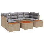 vidaXL Ensemble de 6 Canapés de Jardin avec Coussins Beige Rattan Poly Acacia