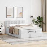 vidaXL Lit ottoman avec matelas & LED blanc pur 140x190cm similicuir
