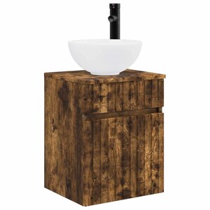 vidaXL Meuble de lavabo mural Chêne fumé 39 x 35 x 63 cm