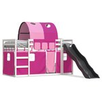 vidaXL Lit superposé sans matelas avec toboggan et rideaux 80x200 cm