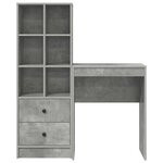 vidaXL Bureau avec tiroir avec étagère avec stockage 2 Pièces Gris béton