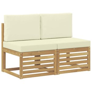 vidaXL 2 Pièce Sofa de milieu extérieur Bois d'Acacia Massif Blanc