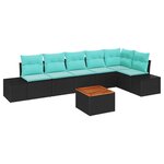 vidaXL Ensemble de canapé de jardin avec coussin 7 Pièces Noir polyrotin