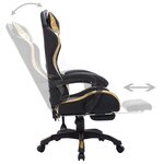 Chaise fauteuil siège pivotante de bureau informatique étude de jeux vidéo avec LED RVB Doré et similicuir or 02_0024204