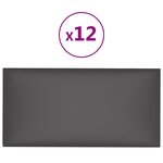 vidaXL Panneaux muraux 12 Pièces Gris 60x30 cm Similicuir 2 16 m²