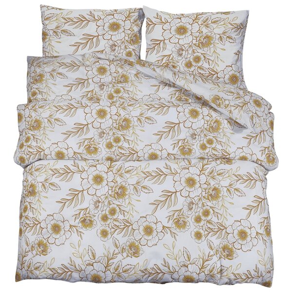vidaXL Ensemble de housse de couette blanc et marron 200x200 cm Coton