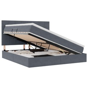 vidaXL Lit de rangement LED avec matelas Gris foncé 160 x 200 cm