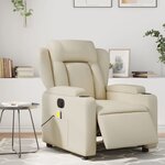 vidaXL Fauteuil de massage inclinable électrique crème similicuir