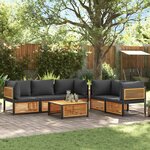 vidaXL Salon de jardin avec coussins 6 Pièces bois d'acacia solide
