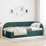 vidaXL Cadre de lit d'angle Vert foncé 90 x 190 cm Velours