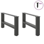 vidaXL Pieds de table basse Anthracite 2 pièces 60 x (30-31) cm Acier