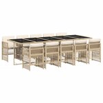 vidaXL Ensemble à manger de jardin et coussins 11 Pièces beige poly rotin