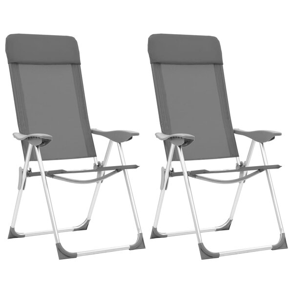 vidaXL Chaises de camping pliables 2 Pièces Gris Aluminium
