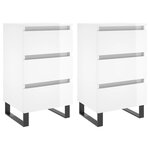 vidaXL Tables de chevet 2 Pièces blanc brillant 40x35x69 cm
