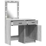 vidaXL Ensemble de table de maquillage de 2 pièces avec LED en bois d'ingénierie gris sonoma