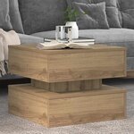 vidaXL Table basse avec lumières LED chêne artisanal 50x50x40 cm