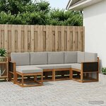vidaXL Ensemble de canapés d'extérieur 6 Pièces Naturel et gris clair