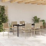 vidaXL Ensemble de salle à manger pour jardin 7 Pièces Beige polyrotin