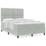 Lit à ressorts vidaXL avec matelas Gris clair 140x200 cm Velours