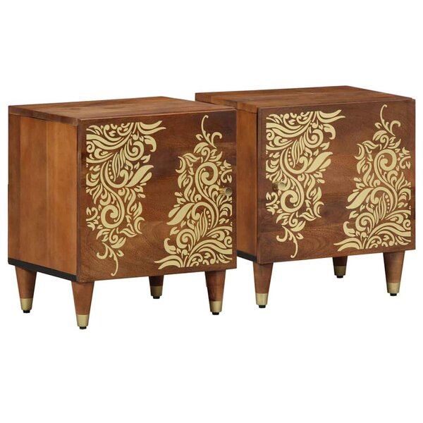 vidaXL Cabinet de chevet 2 Pièces marron miel 40 x 33 x 46 cm
