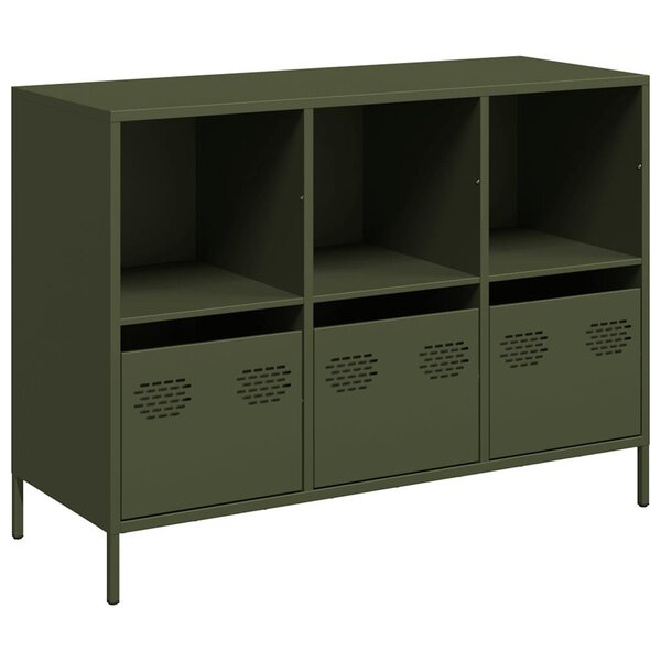 vidaXL Buffet vert olive 101 5x39x73 5 cm acier laminé à froid