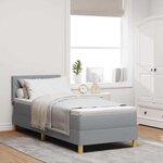 vidaXL Lit à ressorts avec matelas Gris clair 80 x 200 cm tissu