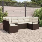 vidaXL Ensemble de canapé de jardin avec coussin 6 Pièces Marron et Crème