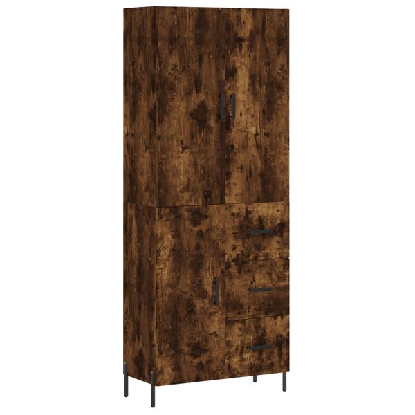 vidaXL Buffet haut Chêne fumé 69 5x34x180 cm Bois d'ingénierie