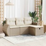 vidaXL Salon de jardin avec coussins 4 Pièces beige résine tressée