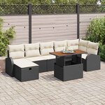 vidaXL Ensemble de canapé de jardin 8 Pièces Noir polyrotin