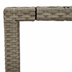 vidaXL Table de jardin dessus en verre gris clair résine tressée
