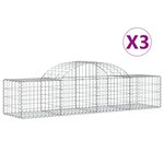vidaXL Paniers à gabions arqués 3 Pièces 200x50x40/60 cm fer galvanisé