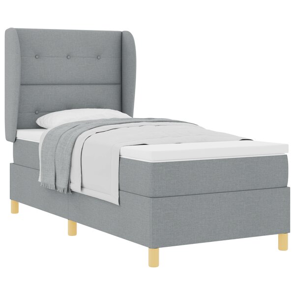 Box Spring VidaXL avec Matelas - Gris clair  90x200 cm  Tissu