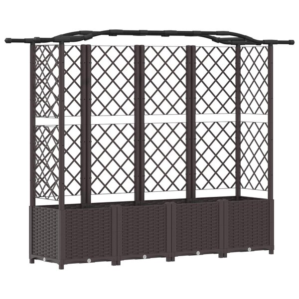 vidaXL Lit Élevé avec Treillis et Toit Marron 204 x 40 x 138 cm PP